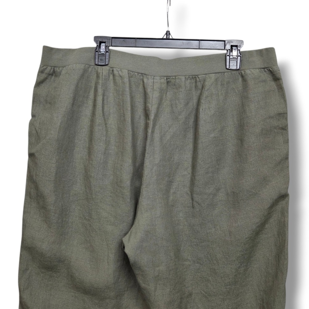 J Jill Love Linen Pants Womens Large English Moss Green Ankle Pockets Pull On - Picture 5 of 10